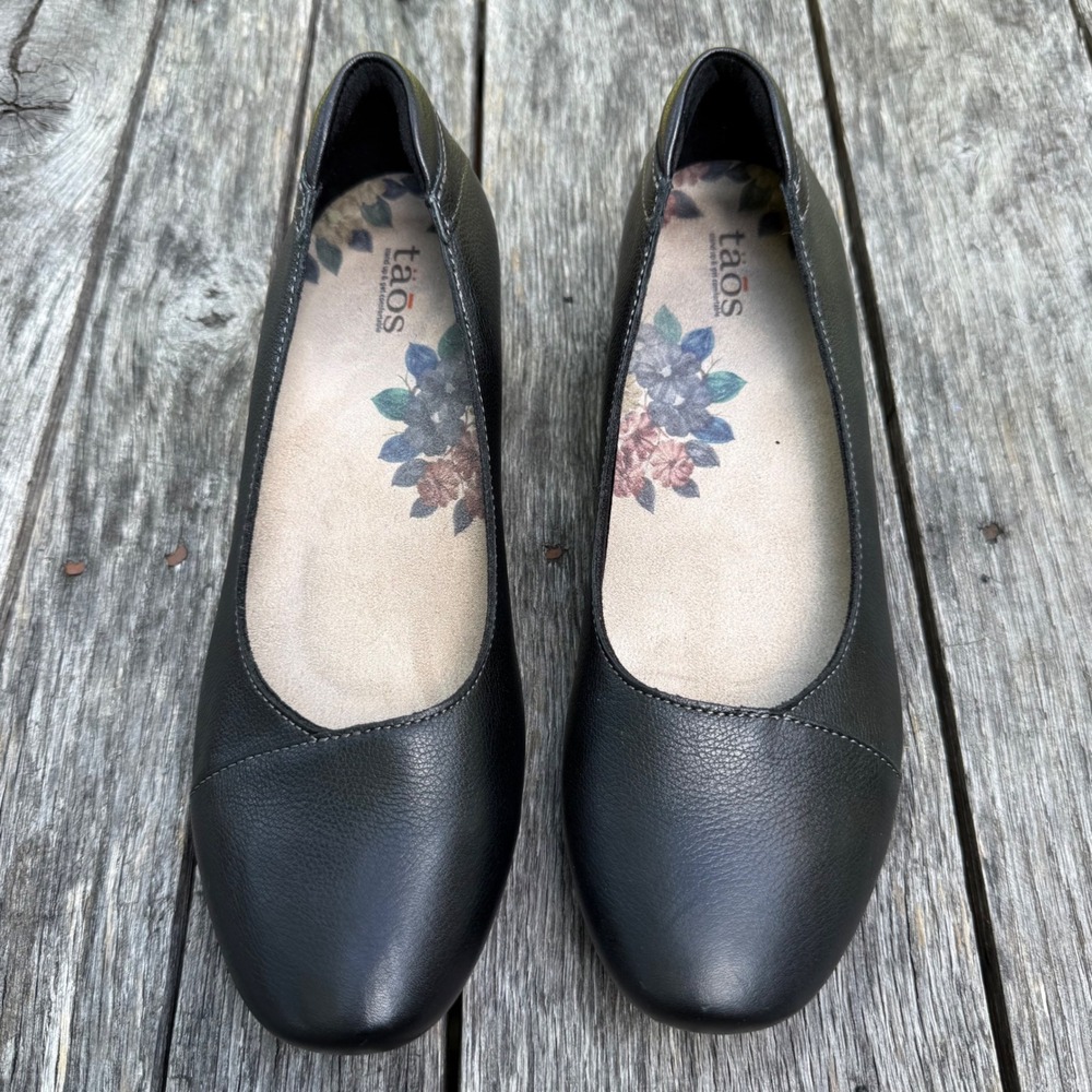 Taos Debut Black Leather Low Heel Pumps Shoes DEB-13600 Womens 8 EU 39 - Picture 7 of 8